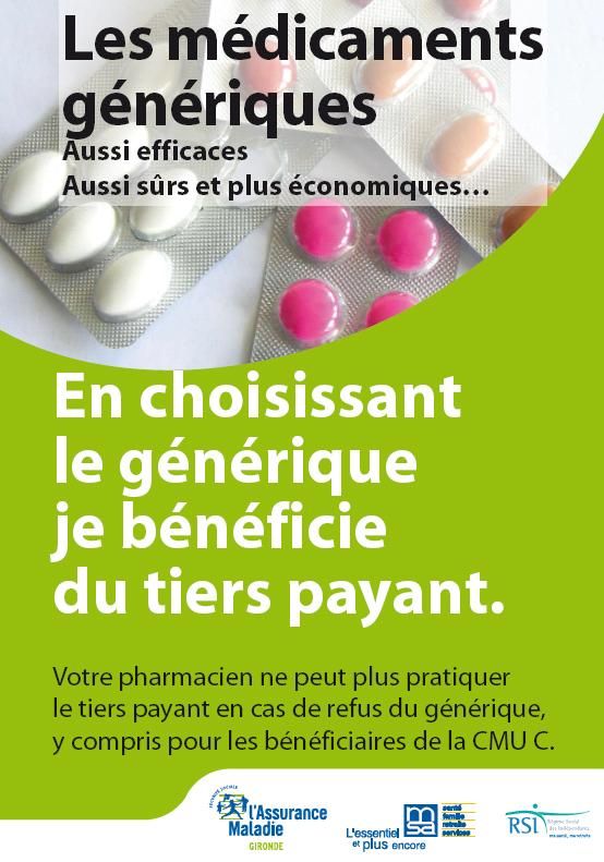 Médicament générique - Affiche CPAM Gironde