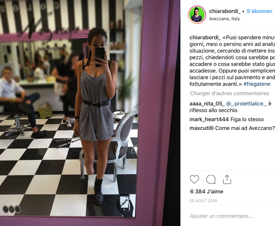 La top-modèle Chiara Bordi sur Instagram